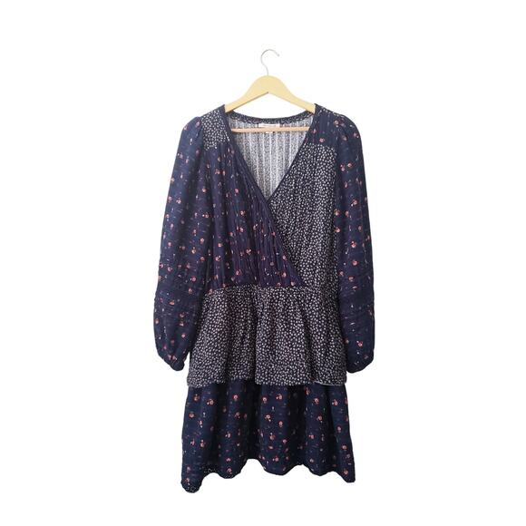 American Eagle Floral Print Wrap Front Tiered Mini Dress Size XL - Picture 1 of 9